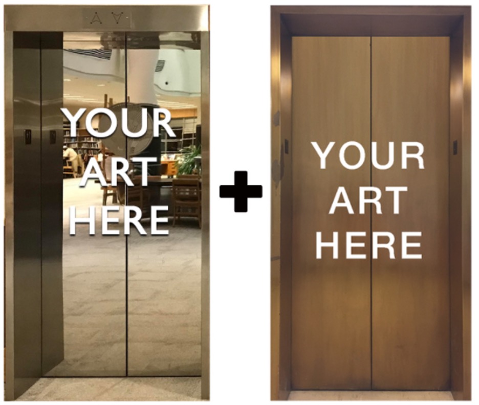 Elevator doors at Mann Library and Olin Library