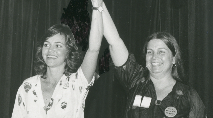 Actor Sally Field with union organizer Crystal Lee Sutton