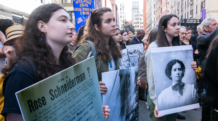 Students at the Triangle Fire Memorial Dedication in New York City. Picture by Clark Jones.