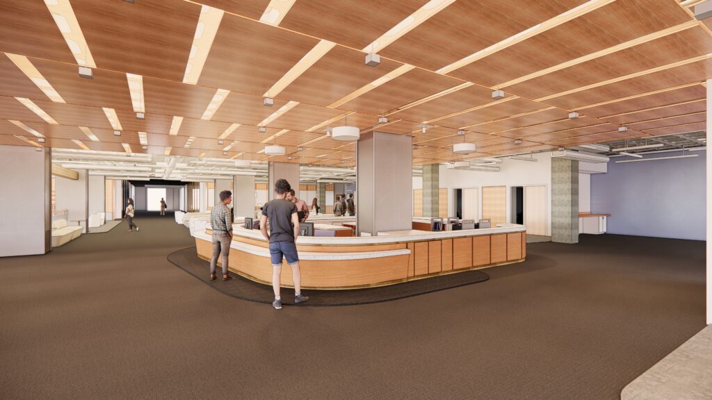 Architectural rendering of renovated Olin Library space